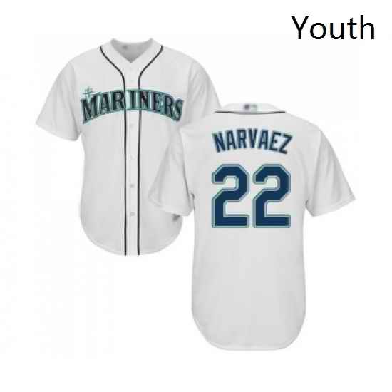 Youth Seattle Mariners 22 Omar Narvaez Replica White Home Cool Base Baseball Jersey